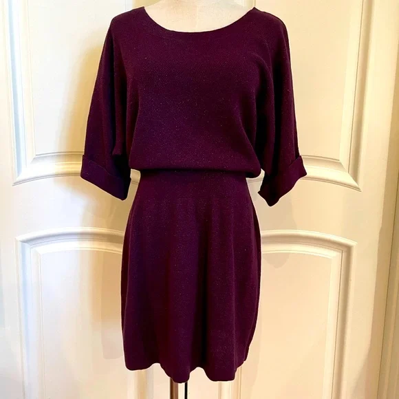 open lace back dress Snapback Sweater Dress (PURPLE) – Meow and Barks Boutique